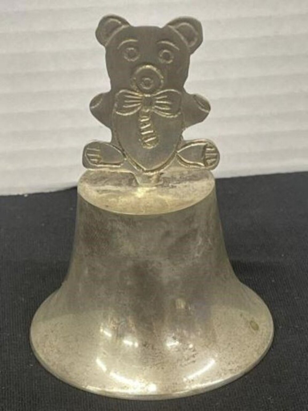 Vintage Ornate Teddy Bear Metal Bell Silverplate - Picture 7 of 7